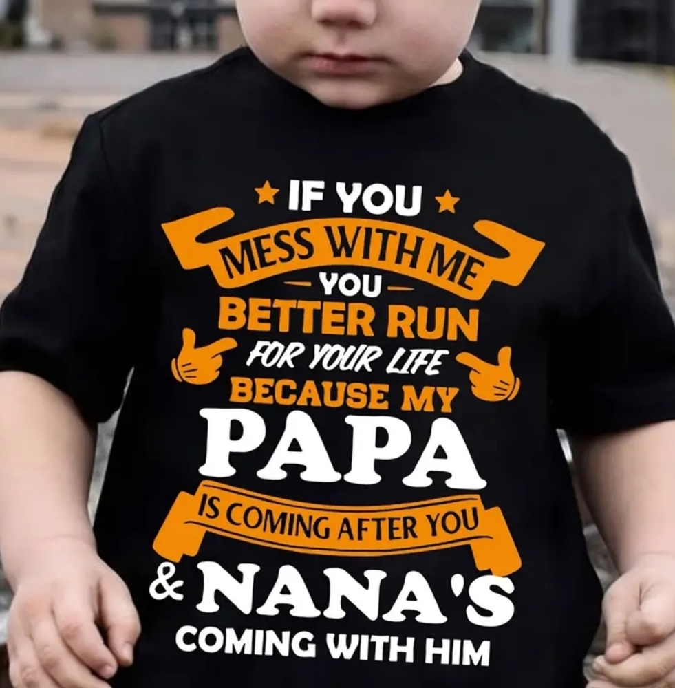 Black and Orange Graphic Kids T-Shirt